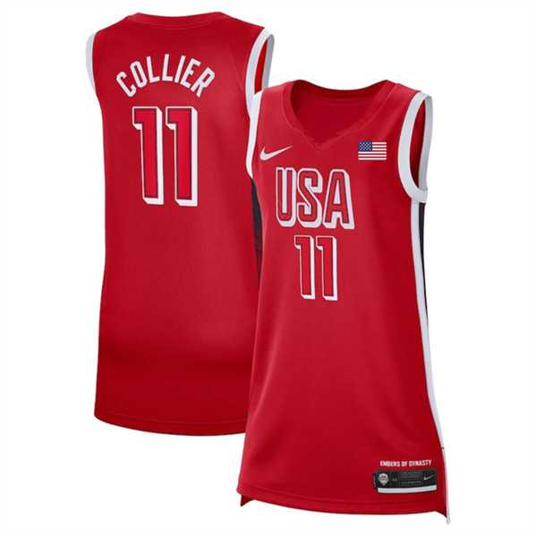 Womens USA Basketball #11 Napheesa Collier Red 2024 Swingman Stitched Jersey